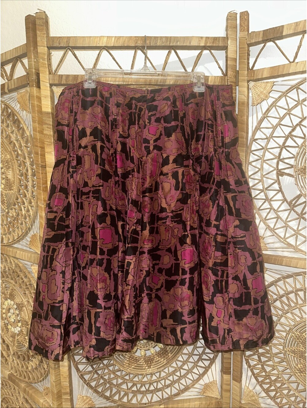 Vintage Alfani Silk Skirt Women’s 16 Fully Lined Abstract Geometric A-Line